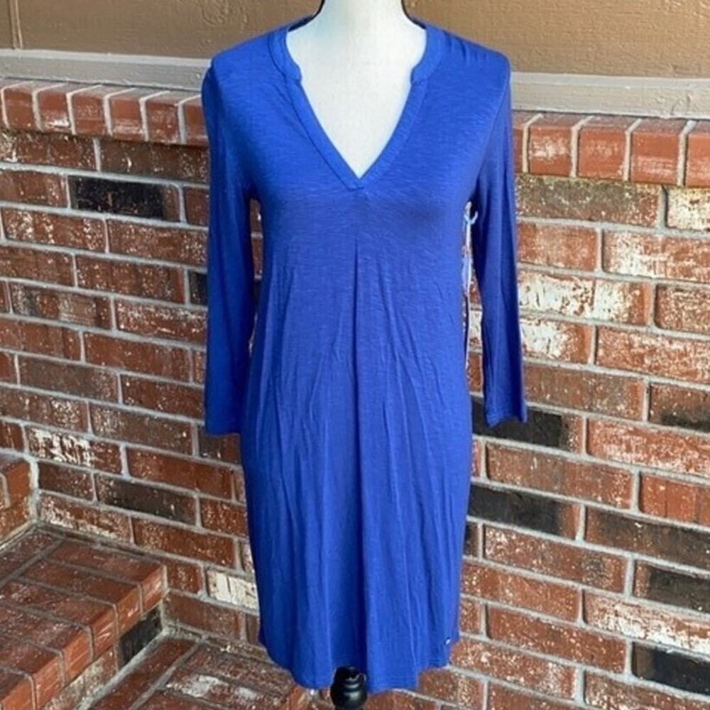 Southern Tide Jamie V-Neck Shift Dress Blue Night Slub Knit NWT Women's XS